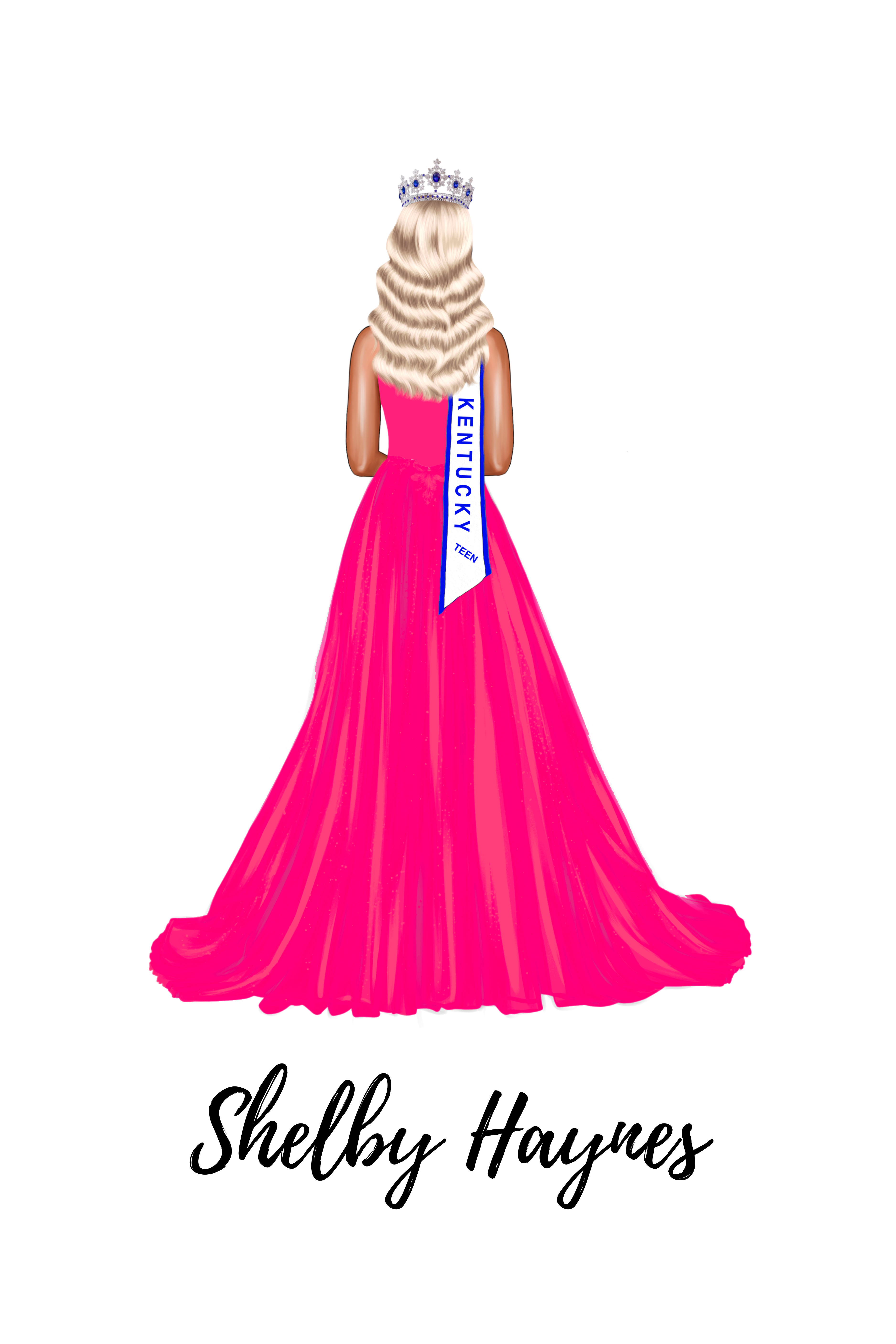 Pageant Digital Drawing w/ Sash