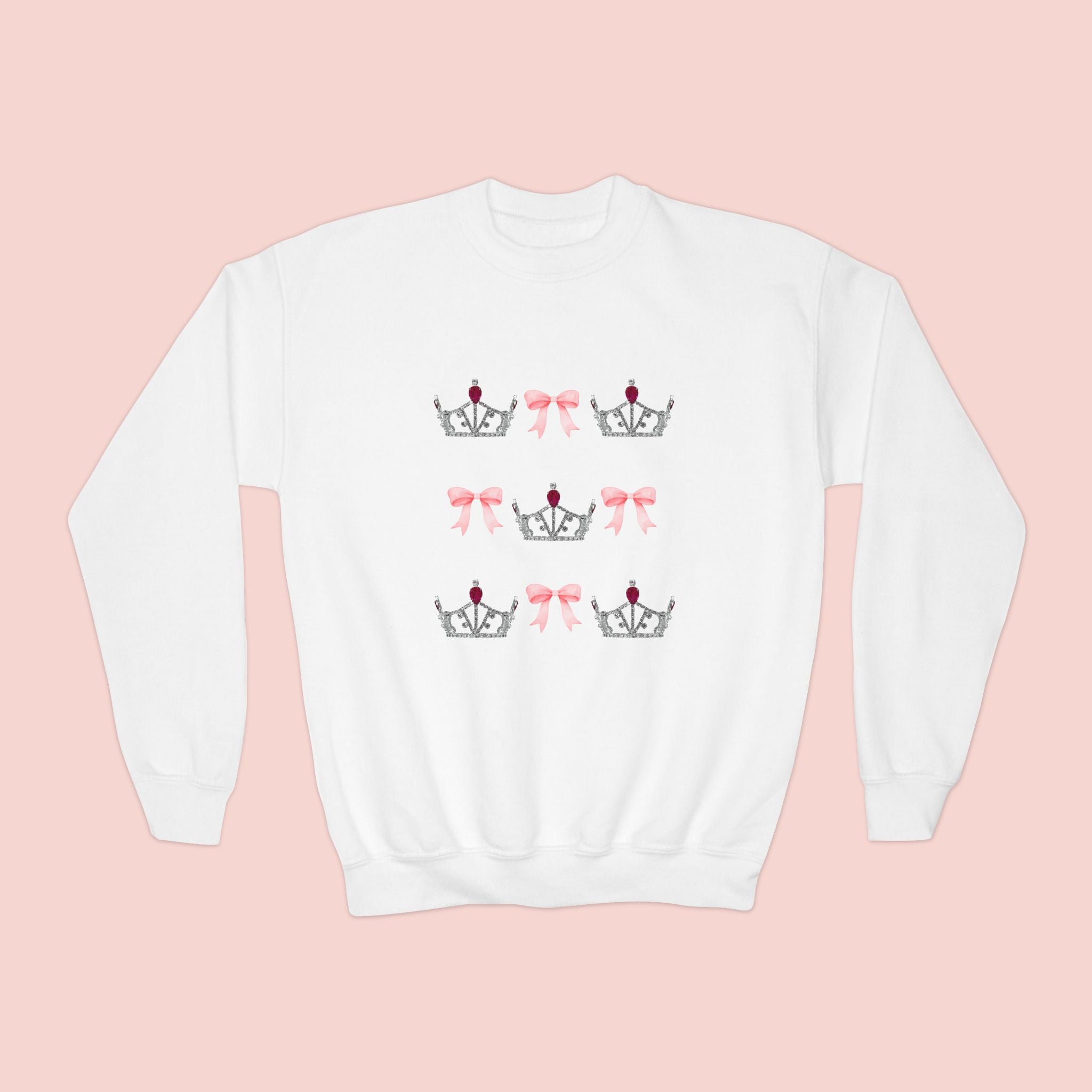 Miss America’s Little Sister Crown & Bow Crewneck Sweatshirt