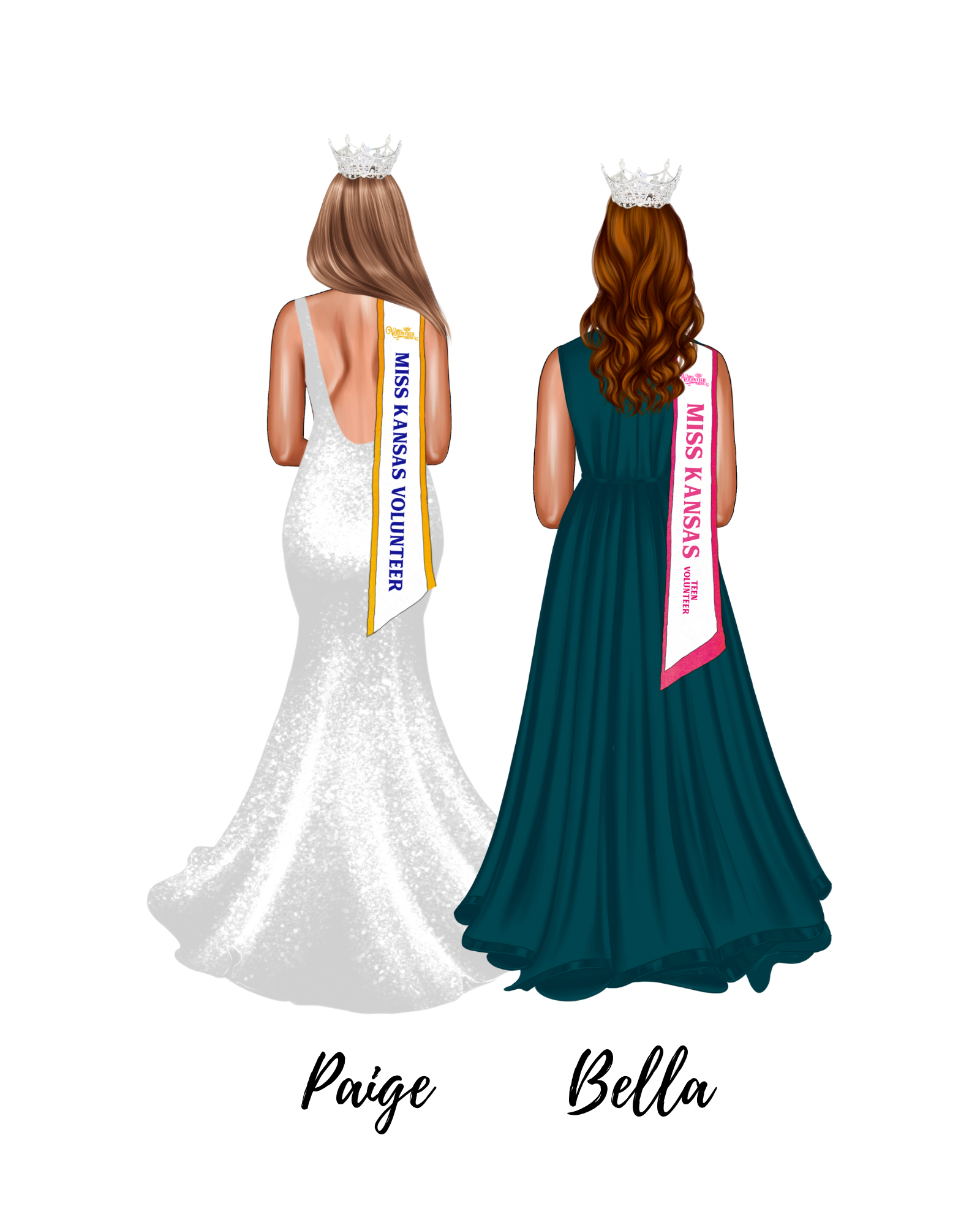 Pageant Group of 2 Digital Drawing w/ Sash