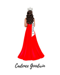 Pageant Digital Drawing w/ Sash