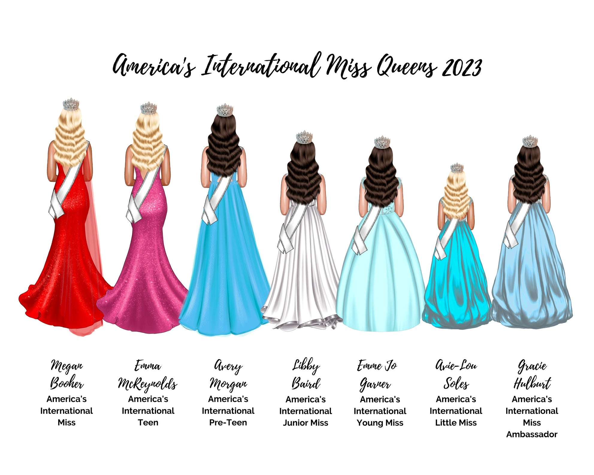 Pageant Group of 7 Digital Drawing – SparklingDesigns
