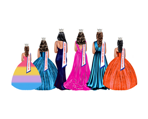 Pageant Group of 6 Digital Drawing w/ Sash