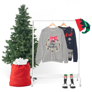 Little Miss Christmas Wreath Crewneck Sweatshirt
