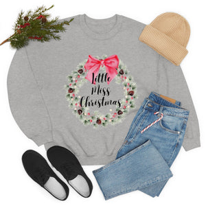 Little Miss Christmas Wreath Crewneck Sweatshirt