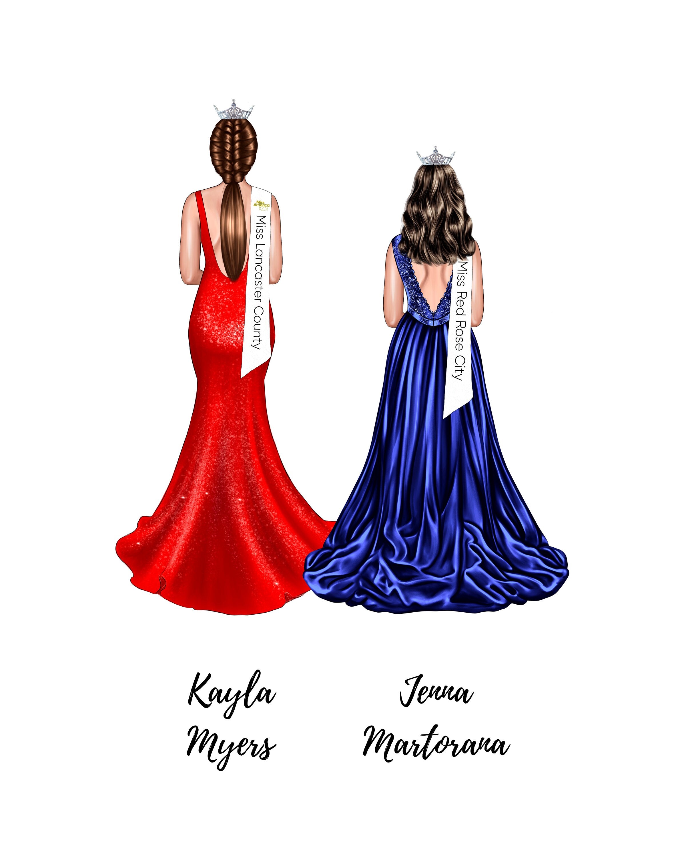 Pageant Group of 2 Digital Drawing w/ Sash