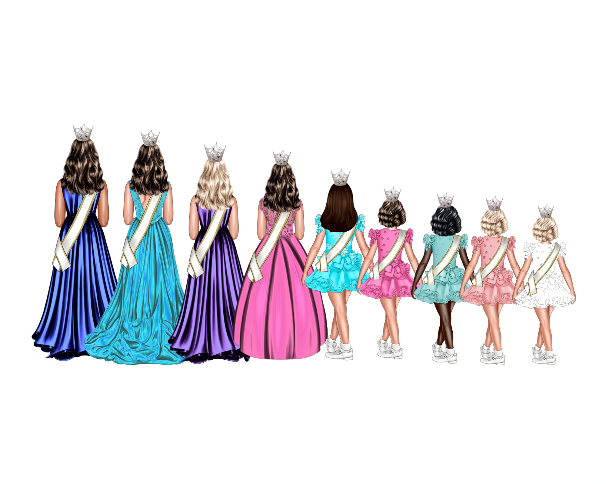 Pageant Group of 9 Digital Drawing